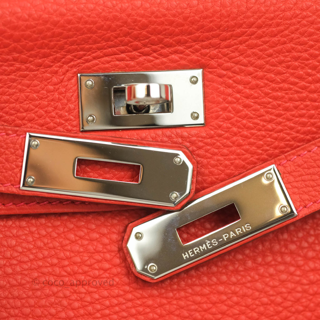 Hermès Kelly 28 Retourne Taurillon Red Clemence Palladium Hardware