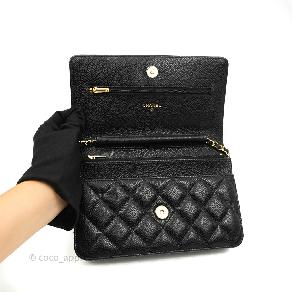 Chanel Quilted Wallet on Chain WOC Black Caviar Gold Hardware