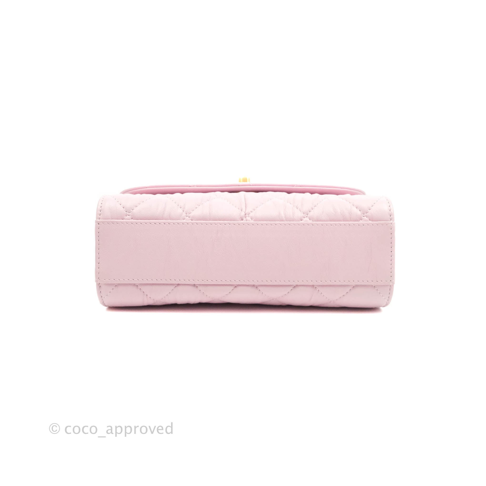 Chanel Mini Flap Bag with Top Handle Pink Crumpled Lambskin Aged