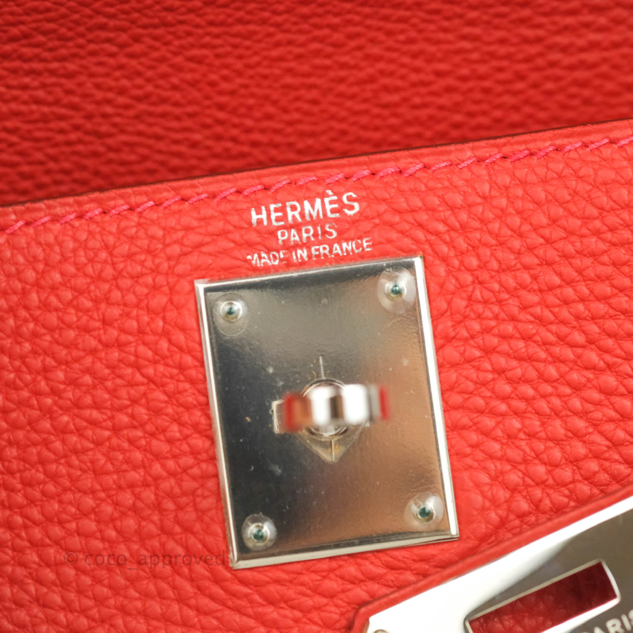 Hermes Kelly Retourne Taurillon Clemence Palladium 28 Rouge Pivoine in  Calfskin Leather with Palladium - US