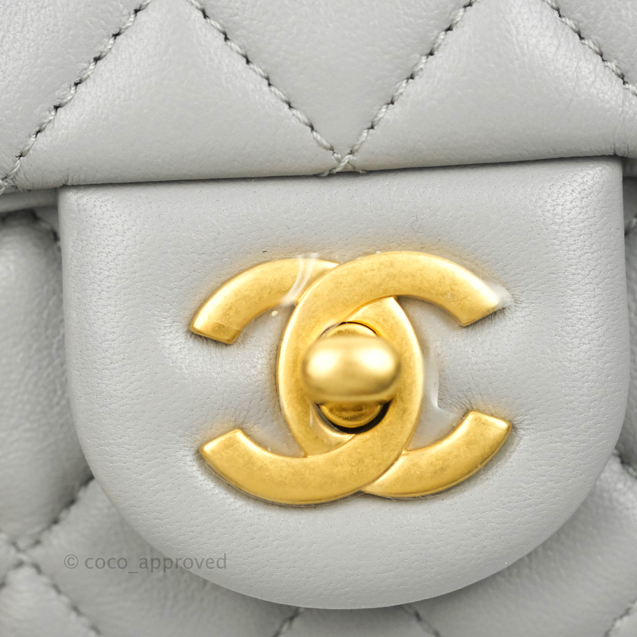 Rare* Chanel Green Pearl Crush Mini Square Flap Bag With Brushed