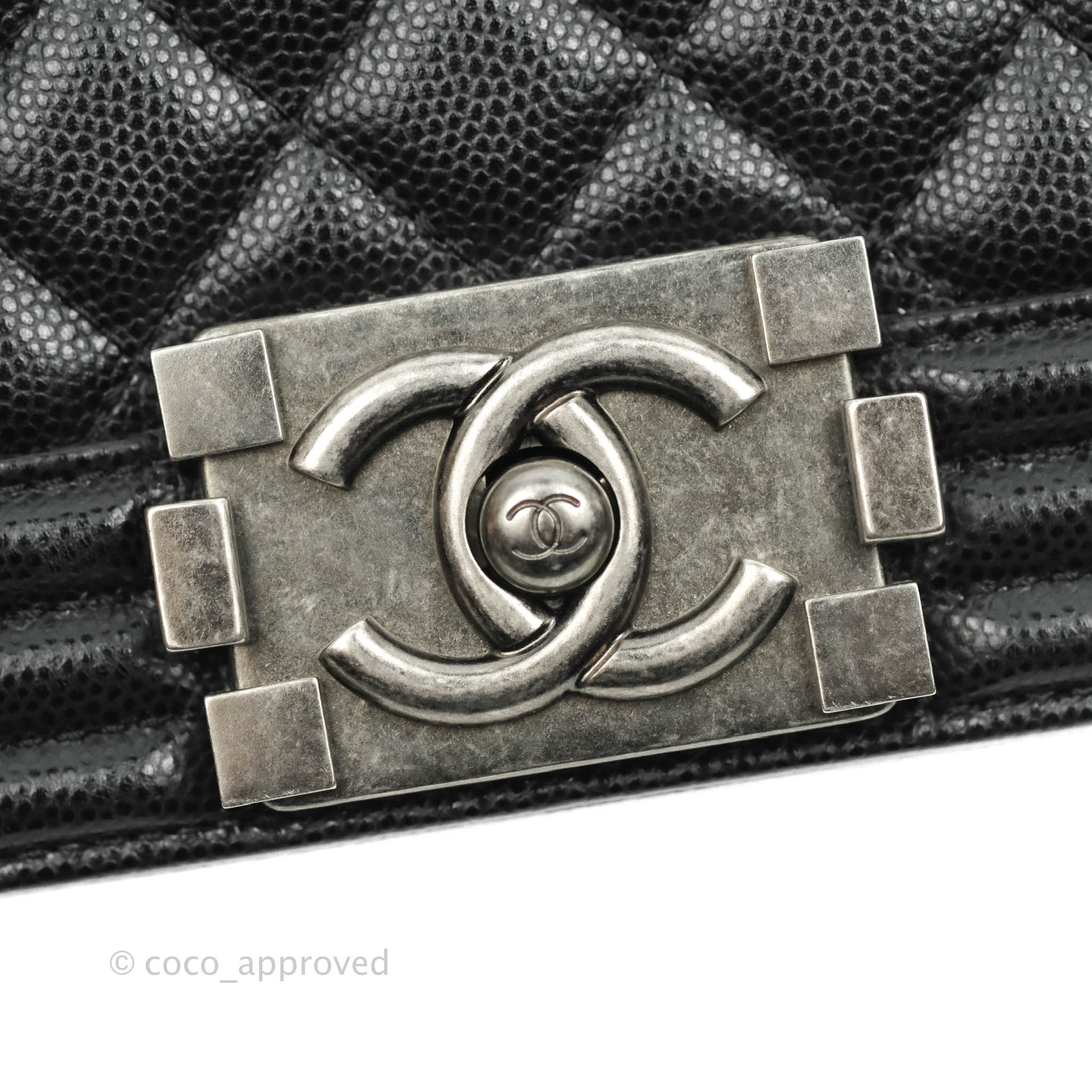 Chanel Black Caviar Boy Flap Bag Ruthenium Hardware