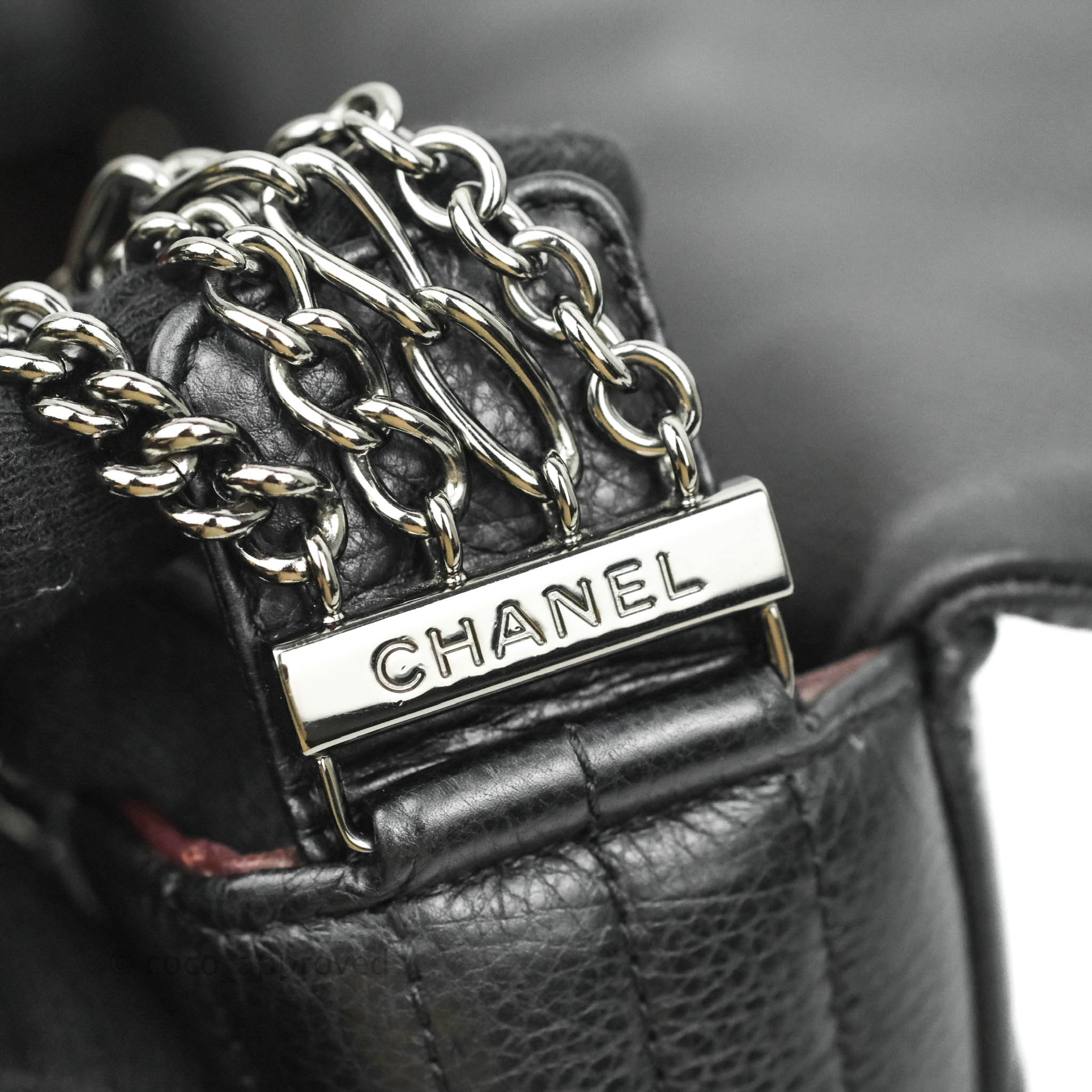 Chanel 2017 Black Calfskin Leather Pearl and Chainlink Combat