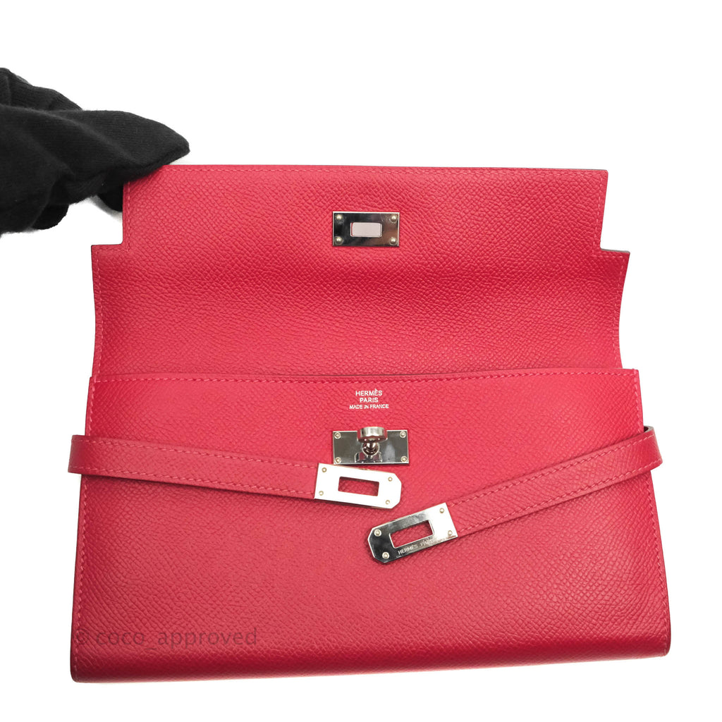 Hermès Kelly Wallet Red Epsom Palladium Hardware