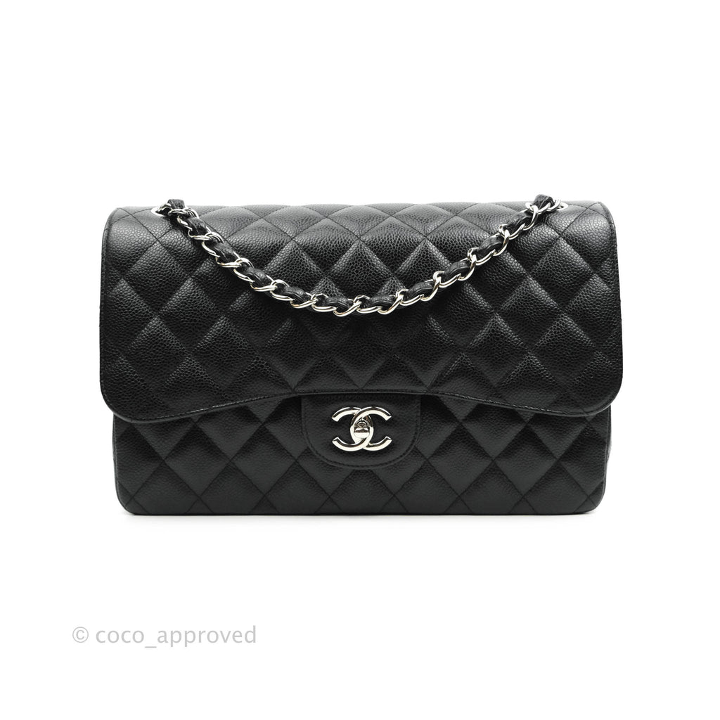 Chanel Jumbo Double Flap Black Caviar Silver Hardware