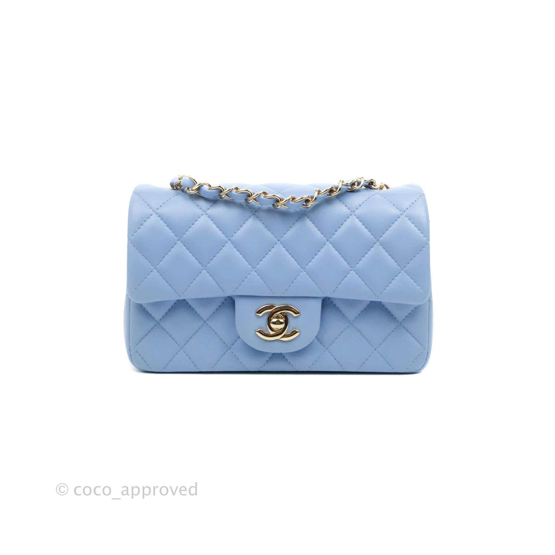 Chanel Rectangular Flap Quilted Diamond Mini Navy Blue in Caviar