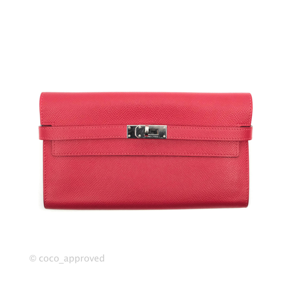 Hermès Kelly Wallet Red Epsom Palladium Hardware