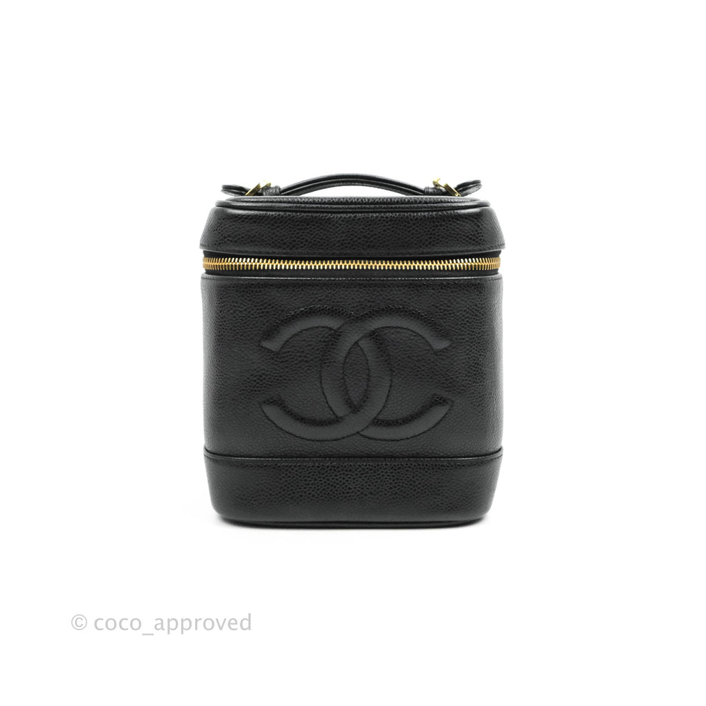 Chanel Vintage Vanity Case Black Caviar Gold Hardware