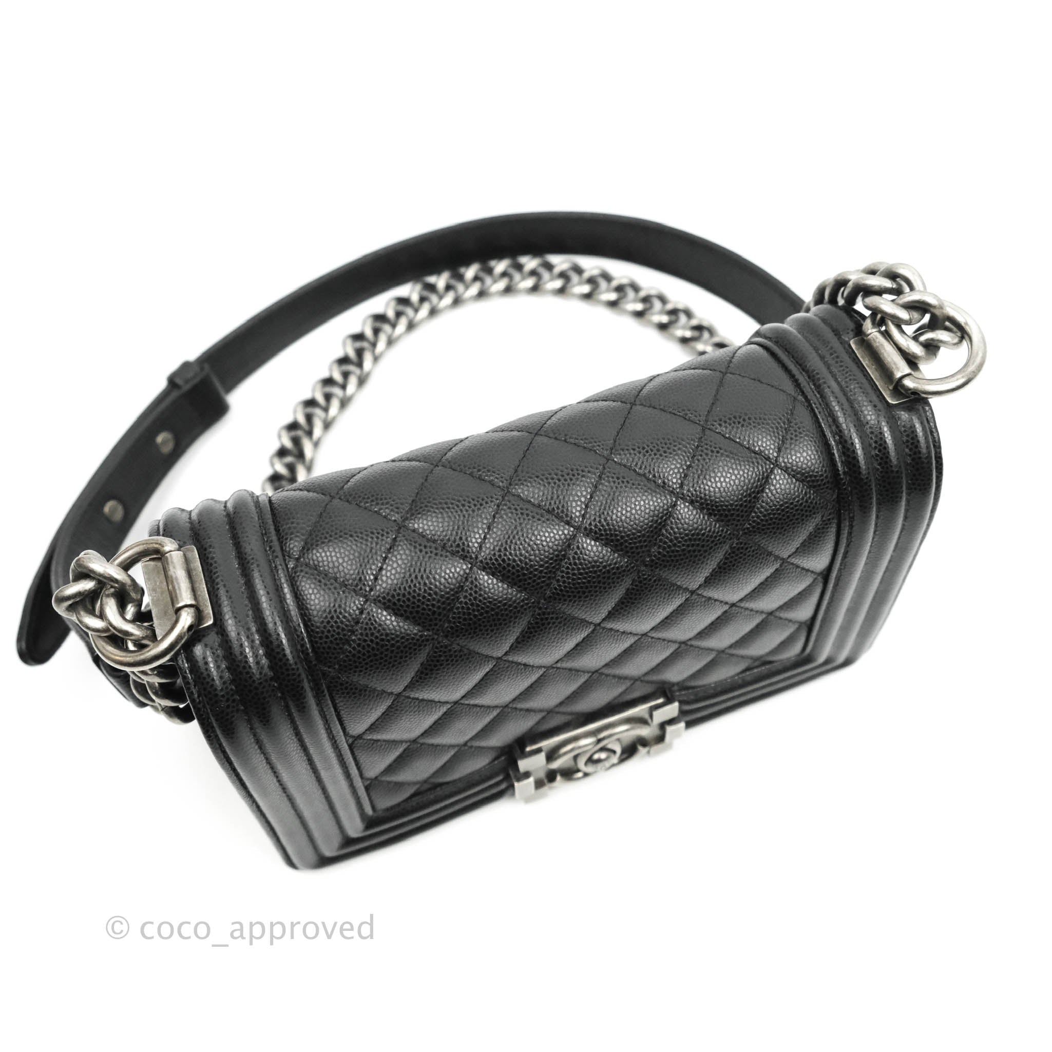 Chanel Small Boy Bag Black Caviar Ruthenium Hardware – Coco Approved Studio