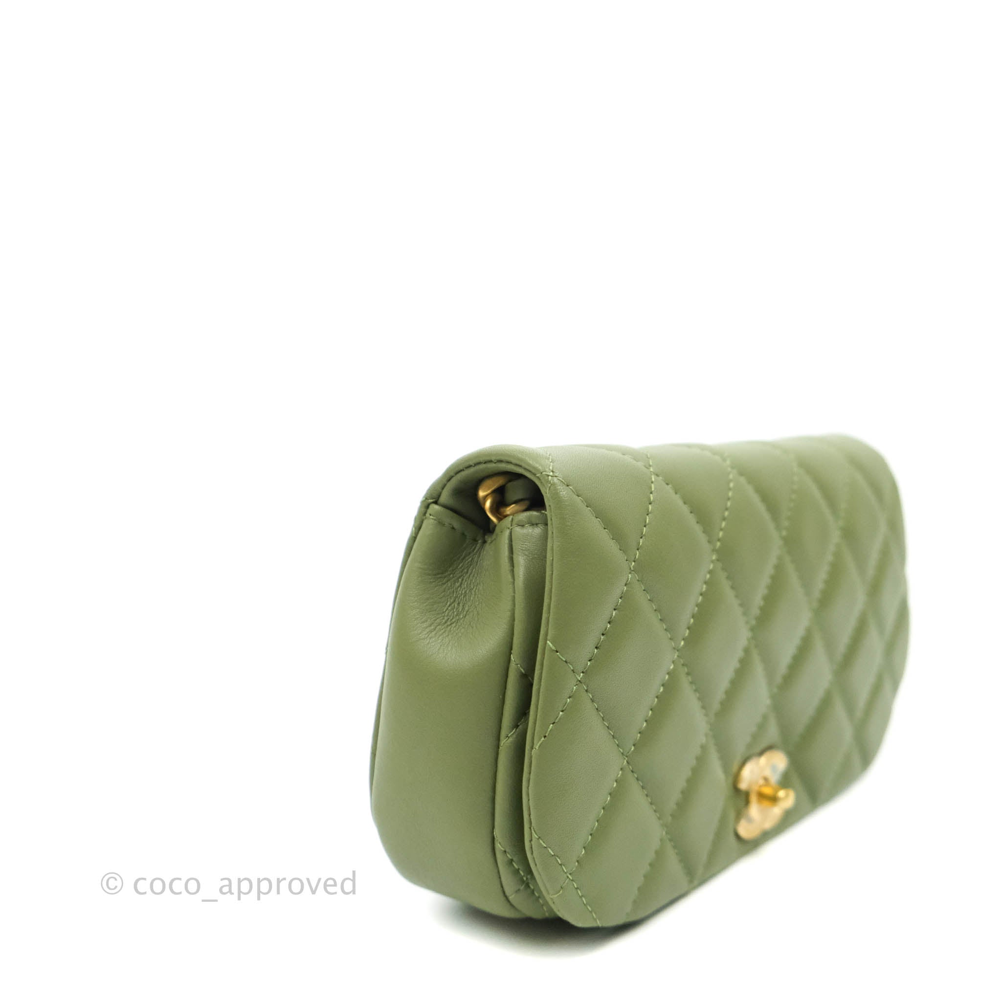 Chanel Clutch with Chain Olive Green Calfskin Aged Gold Hardware – Coco  Approved Studio