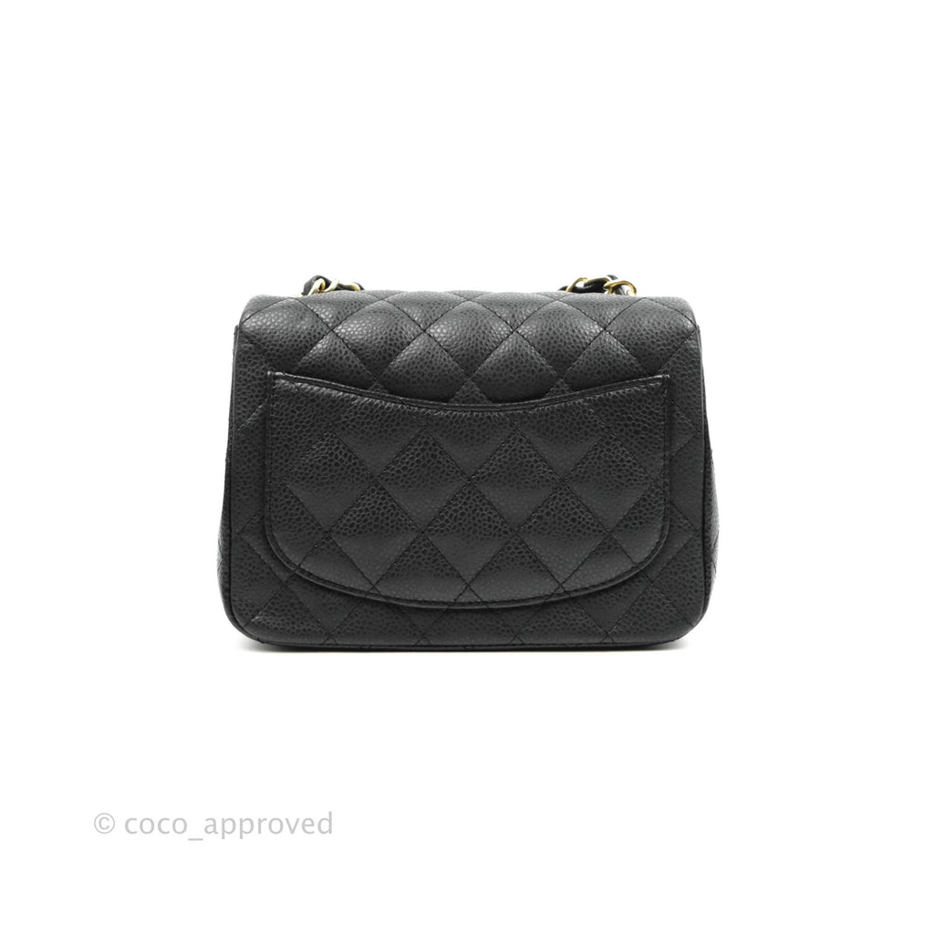 Chanel Quilted Mini Square Dark Grey Caviar Matte Gold Hardware