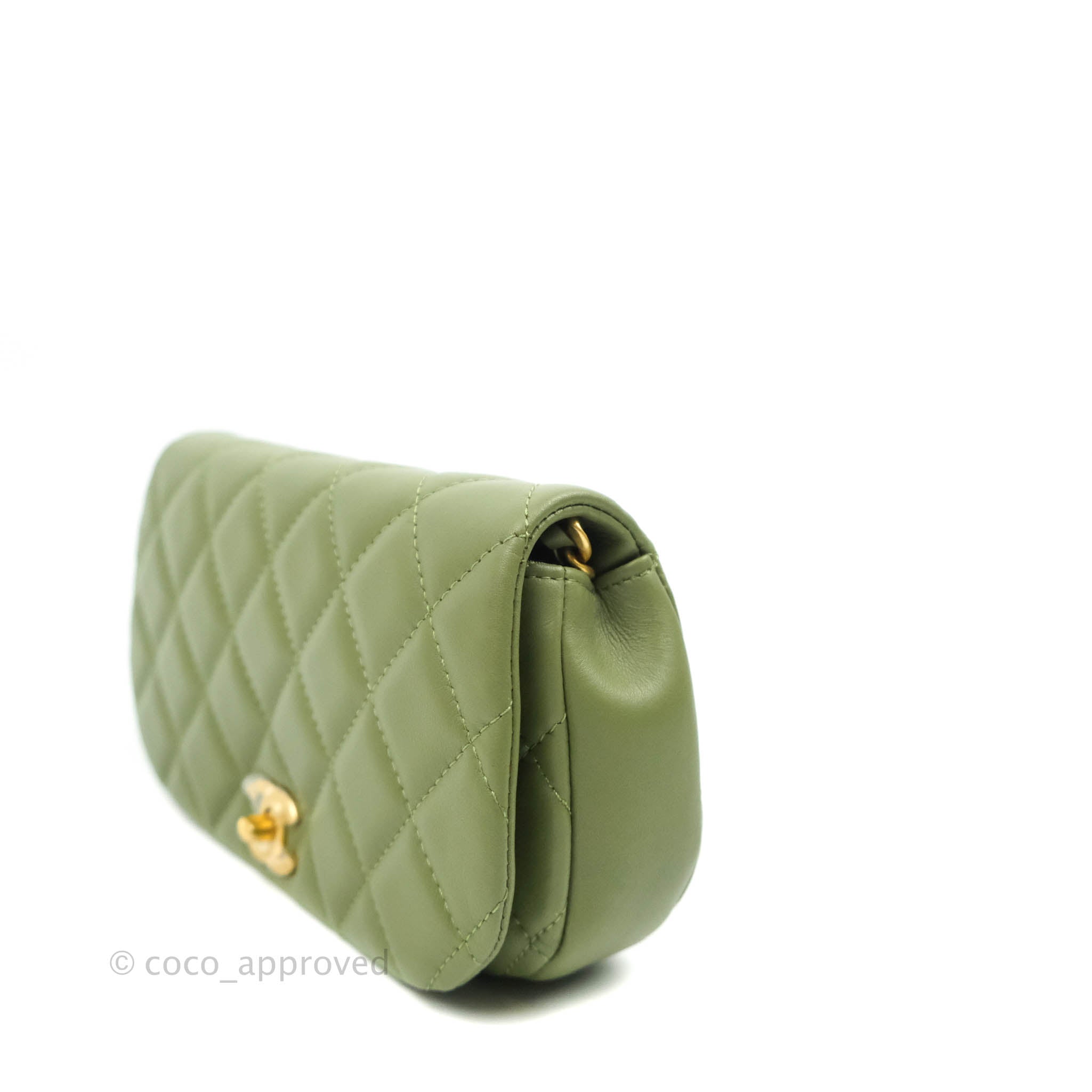 Chanel Clutch with Chain Olive Green Calfskin Aged Gold Hardware – Coco  Approved Studio