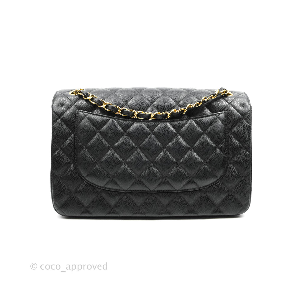 Chanel Quilted Jumbo Double Flap Black Caviar Gold Hardware⁣⁣