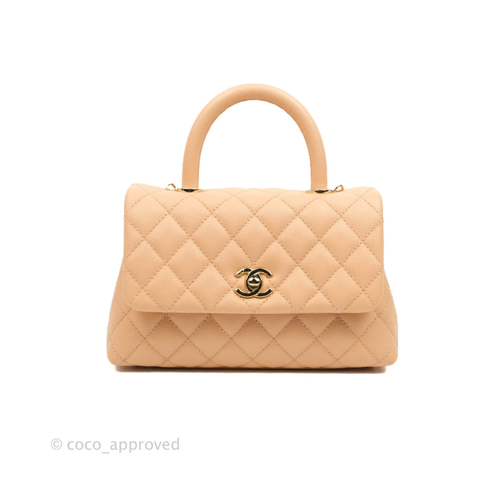 Chanel Mini Coco Handle Light Beige Pink Caviar Gold Hardware