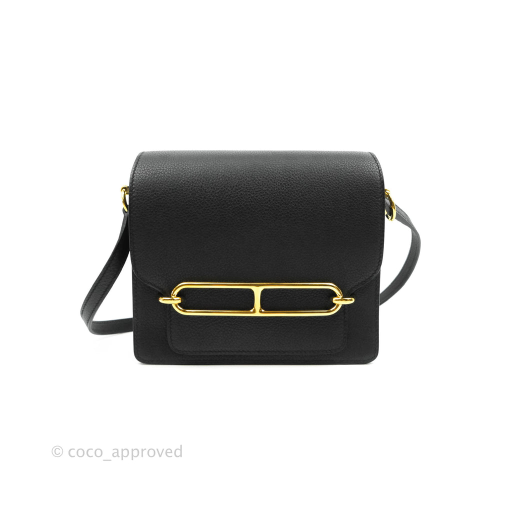 Hermès Roulis Mini 18 Black Clemence Gold Hardware