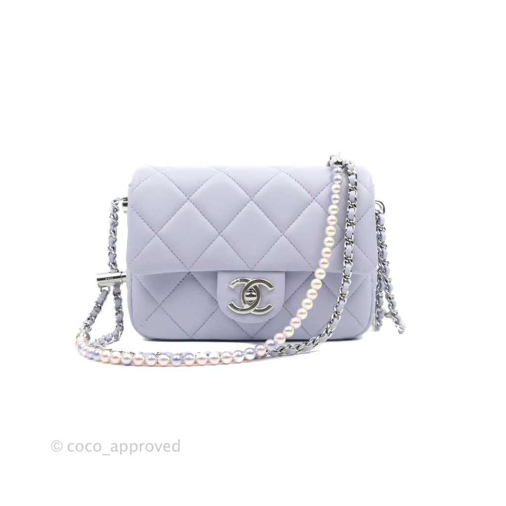 Chanel Quilted My Perfect Mini With Pearl Lilac Lambskin Silver Hardware