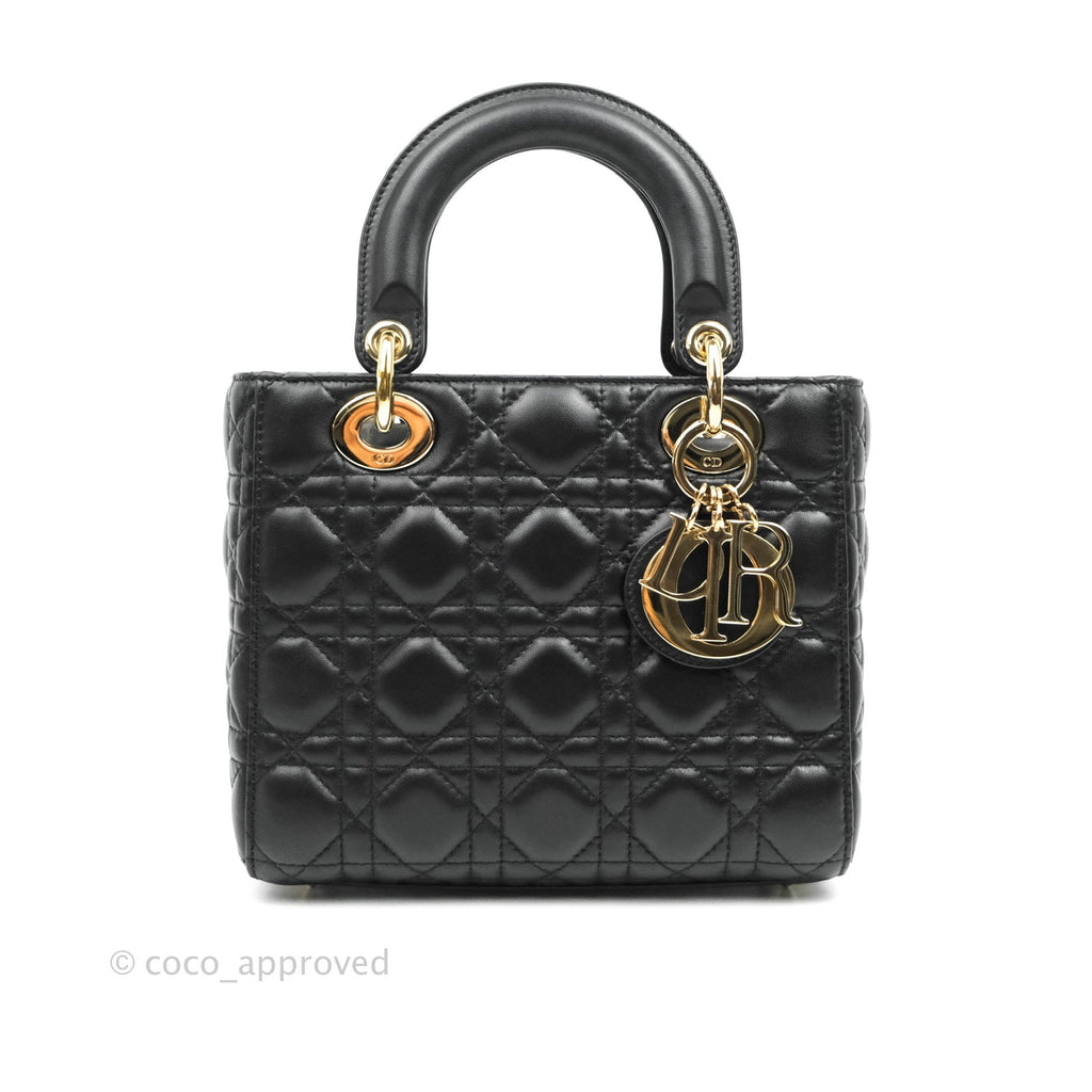 Christian Dior Lambskin My ABCDior Lady Dior Black Gold Hardware