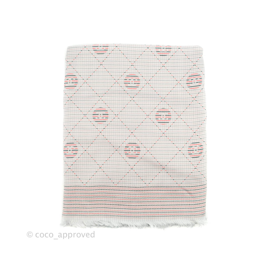 Chanel CC Silk Square Scarf 90 Grey/Pink/White – Coco Approved Studio
