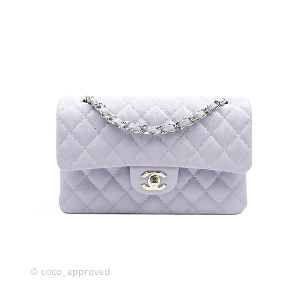 Chanel Classic Small S/M Flap Lilac Caviar Silver Hardware 21K