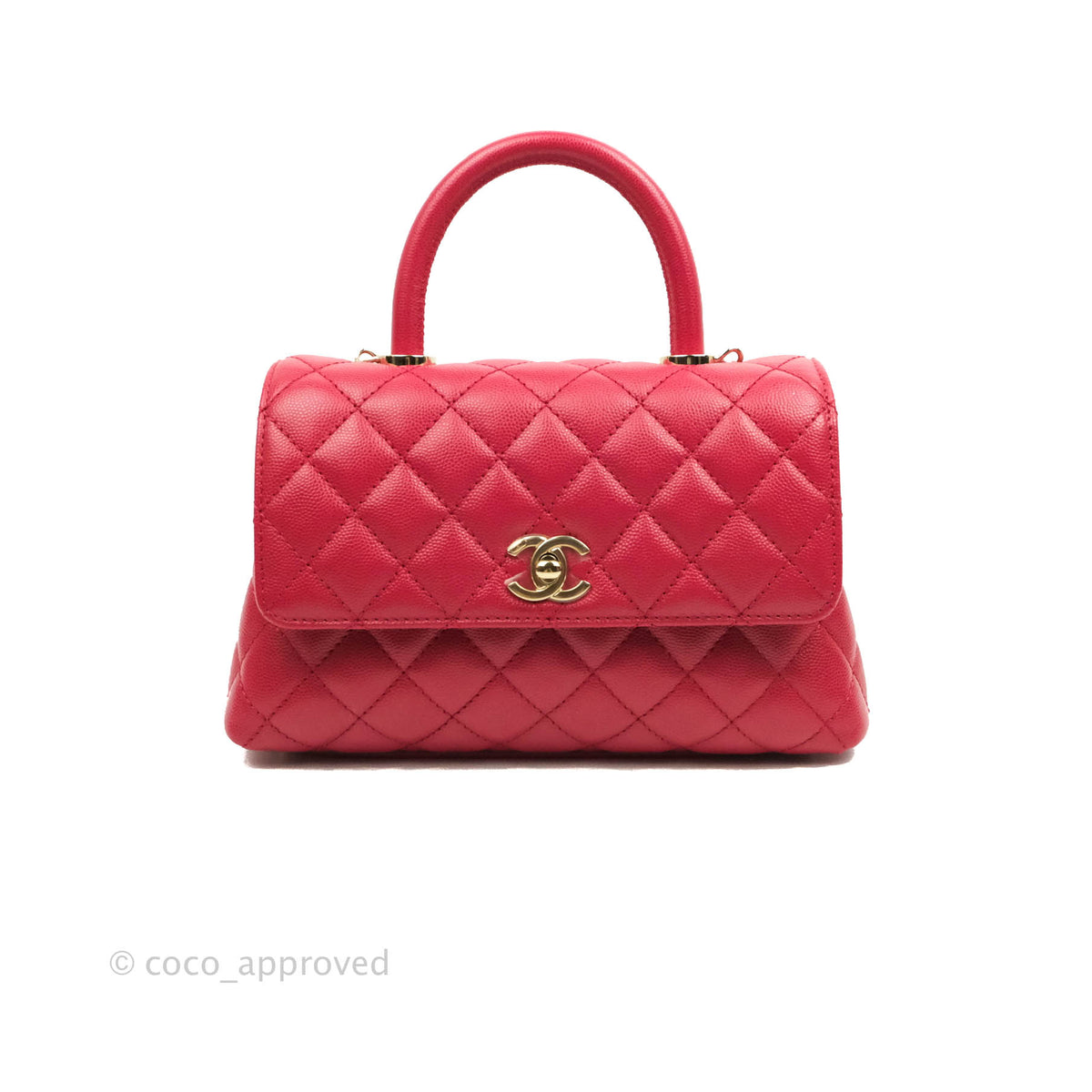 Chanel Pink Caviar Coco Handle Bag Medium Q6BFSJ0FP7001