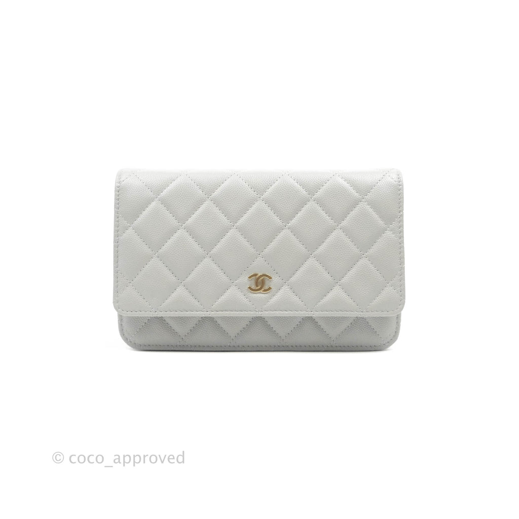 Chanel Quilted Wallet on Chain WOC Grey Caviar Gold Hardware