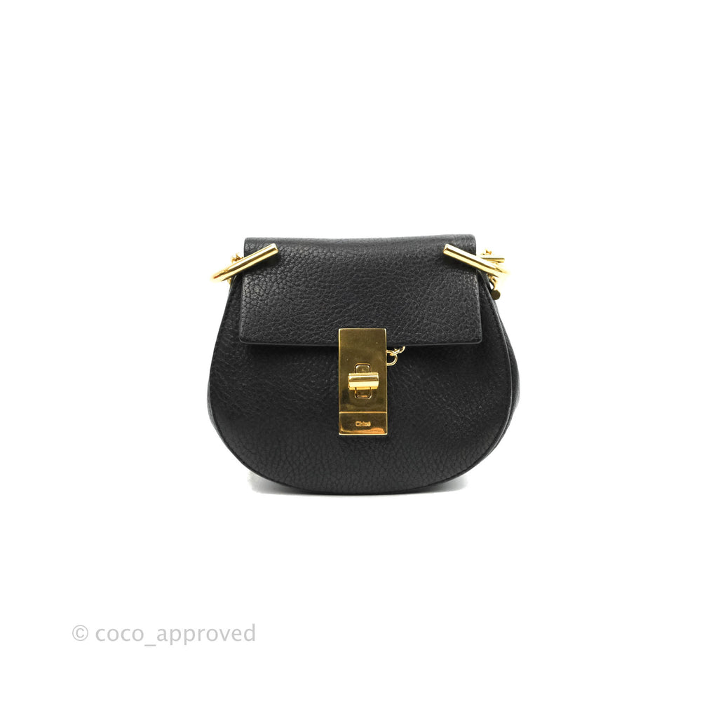 Chloe Nano Drew Crossbody Bag Black Grained Leather