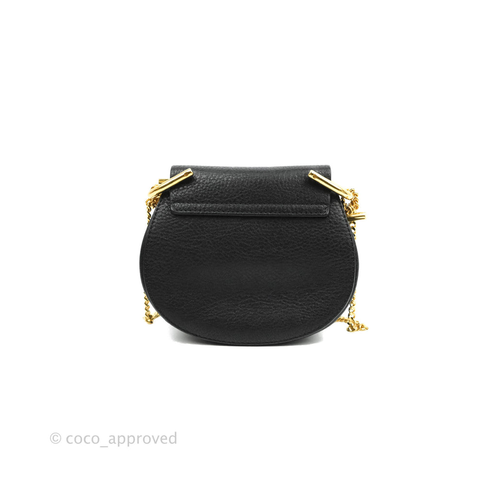 Chloe Nano Drew Crossbody Bag Black Grained Leather