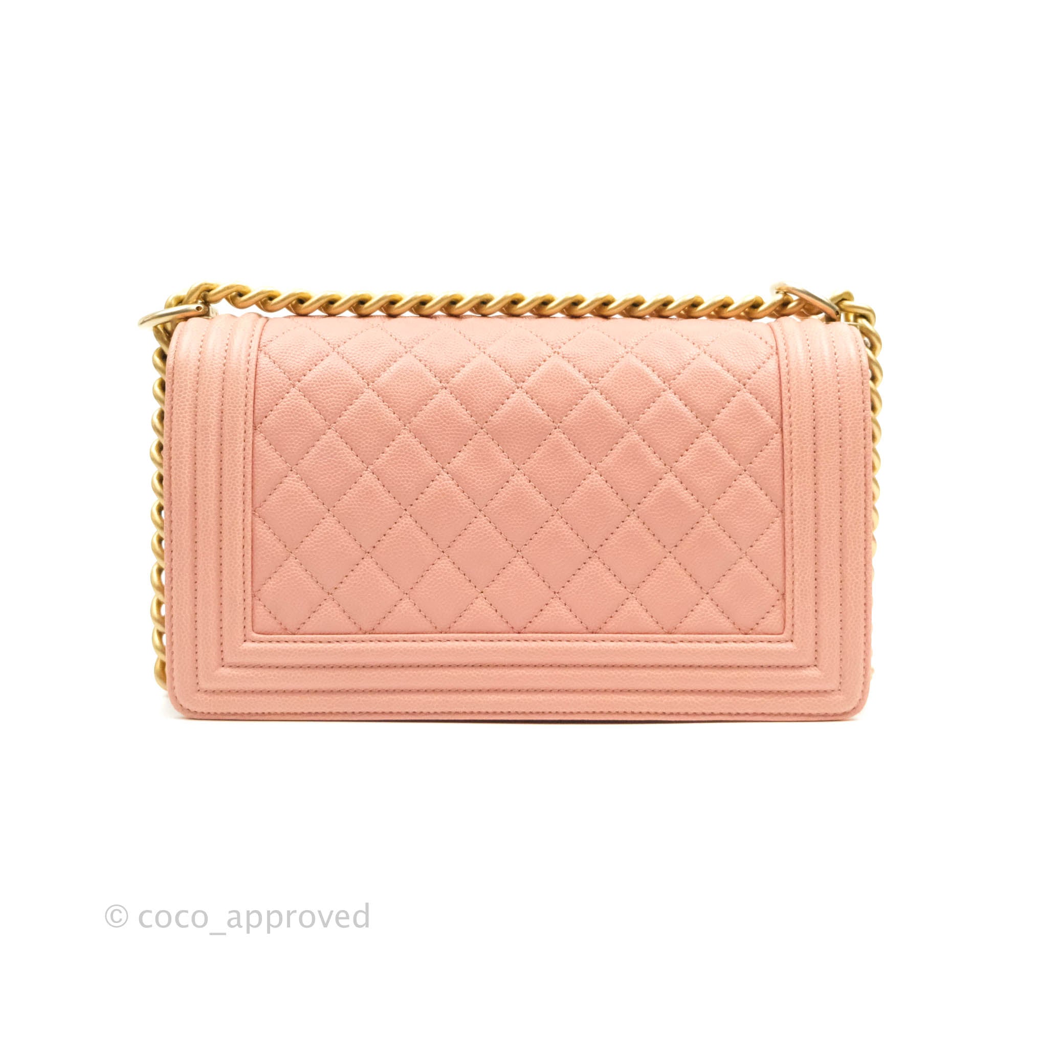 Chanel Quilted Medium Boy Bag Pink Caviar Aged Gold Hardware – Coco  Approved Studio