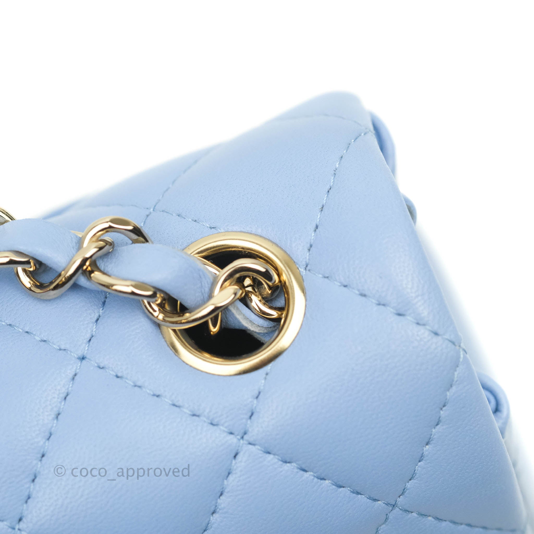 Chanel Classic Mini Rectangular Flap Blue Sky Lambskin Gold Hardware 2 – Coco  Approved Studio