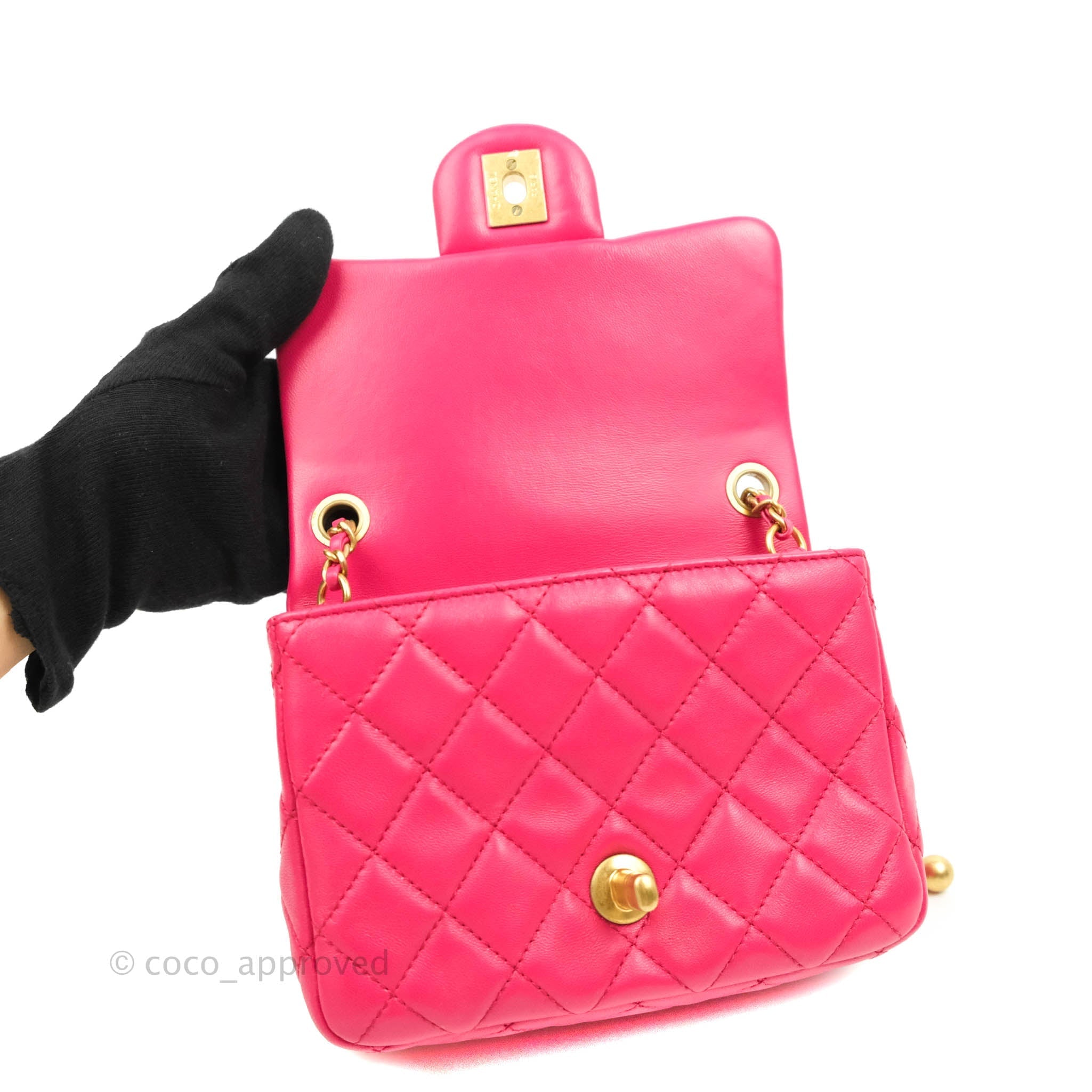 Chanel Runway Pink Square Mini Flap Pearl Crush Bag – mivgarvge