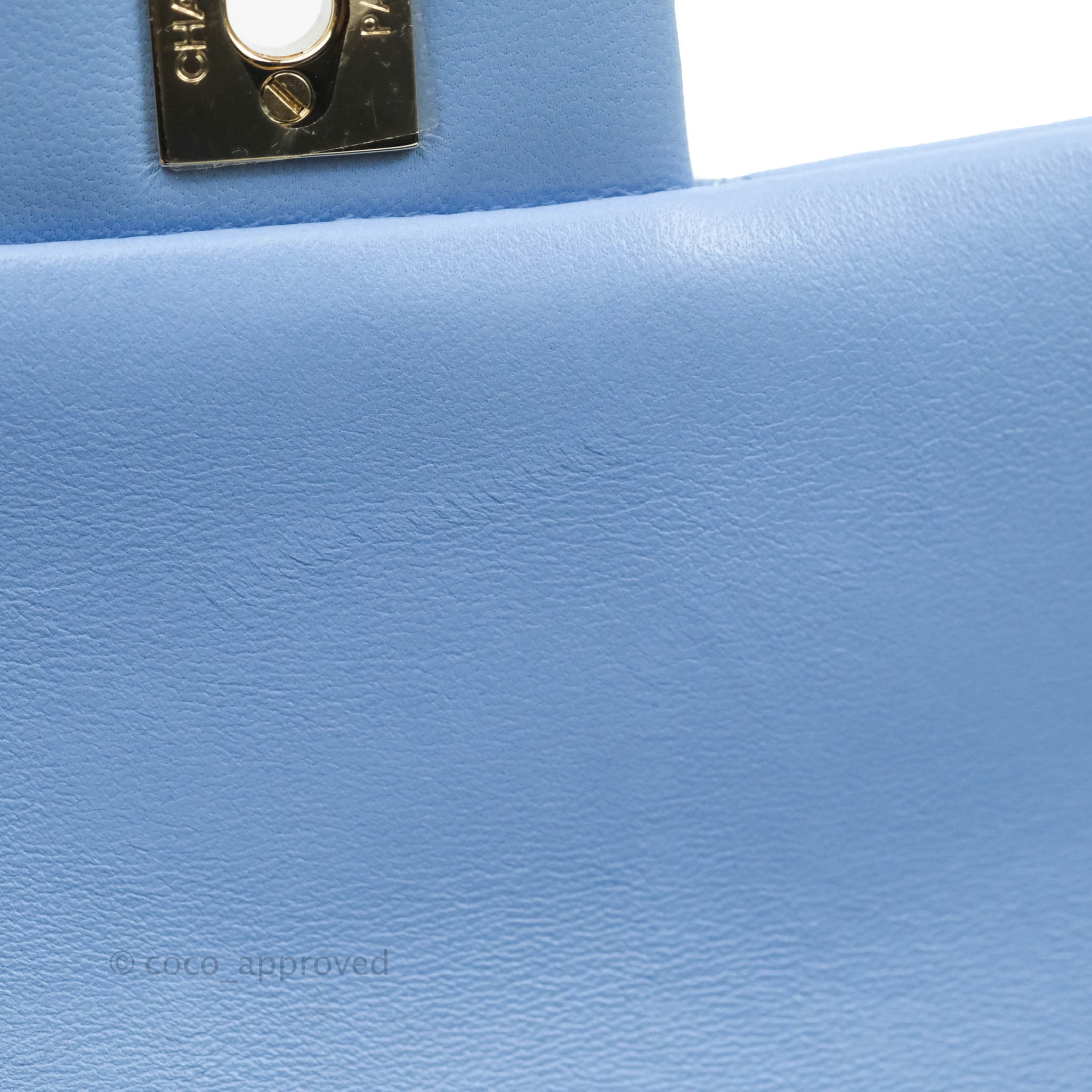 CHANEL Lambskin Quilted Mini Rectangular Flap Light Blue 648659