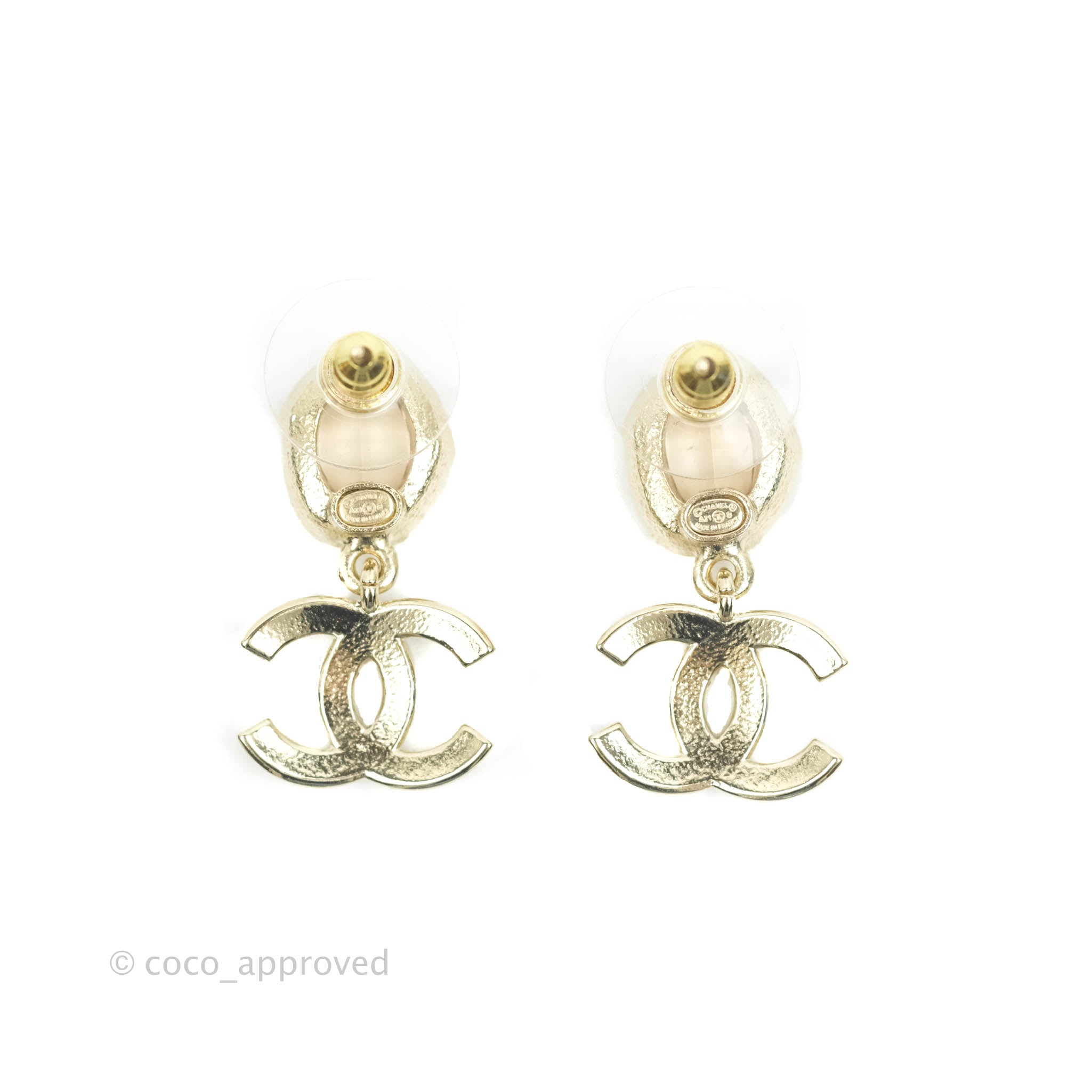 Chanel CC Mini Crystal and Faux Pearl Drop Earrings Chanel