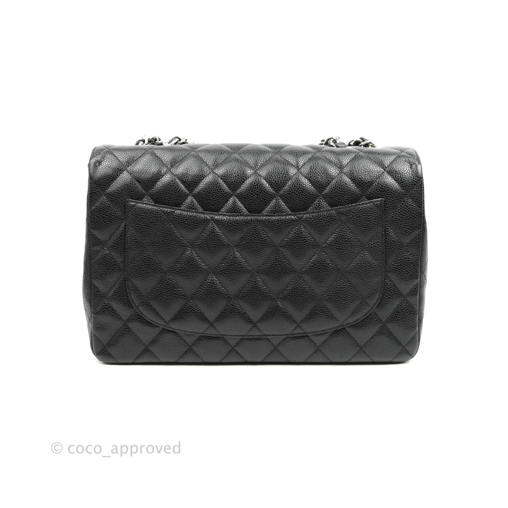 Chanel Jumbo Quilted Single Flap Black Caviar Silver Hardware⁣⁣