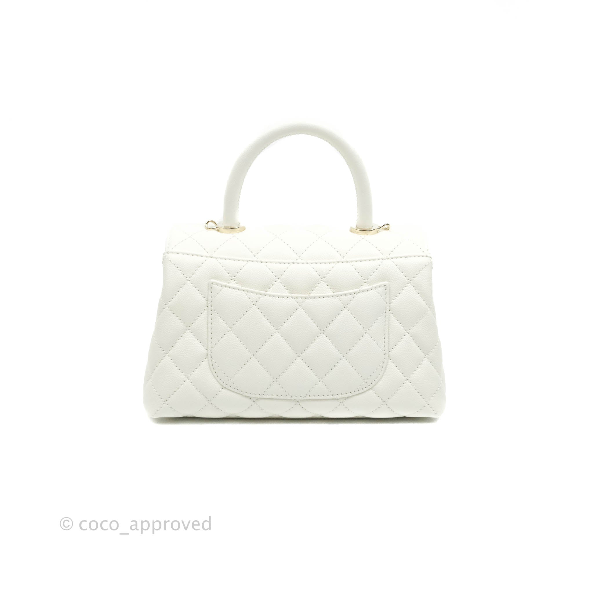 Chanel Extra Mini Coco Handle Quilted White Caviar Gold Hardware