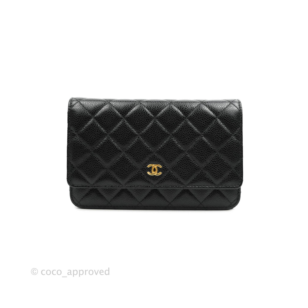 Chanel Quilted Wallet on Chain WOC Black Caviar Gold Hardware