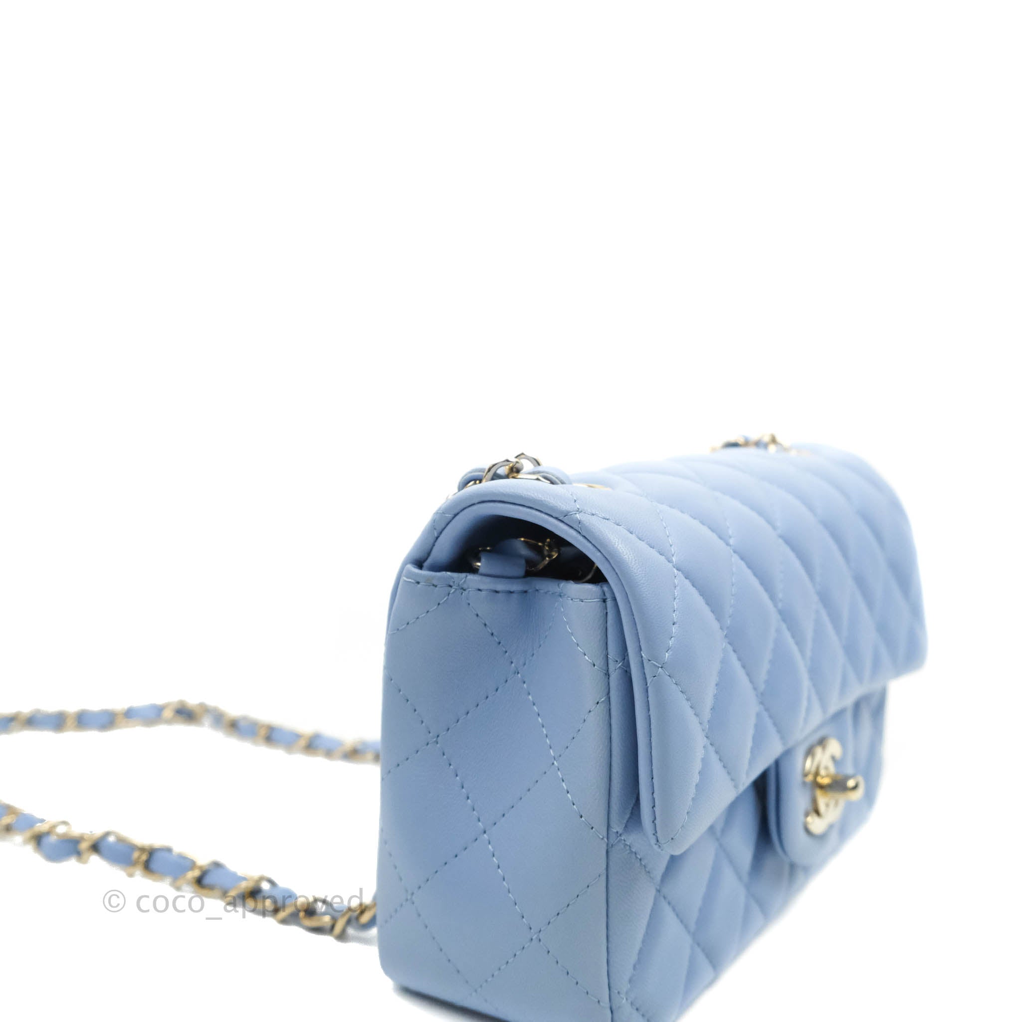Chanel classic mini rectangular bag blue caviar
