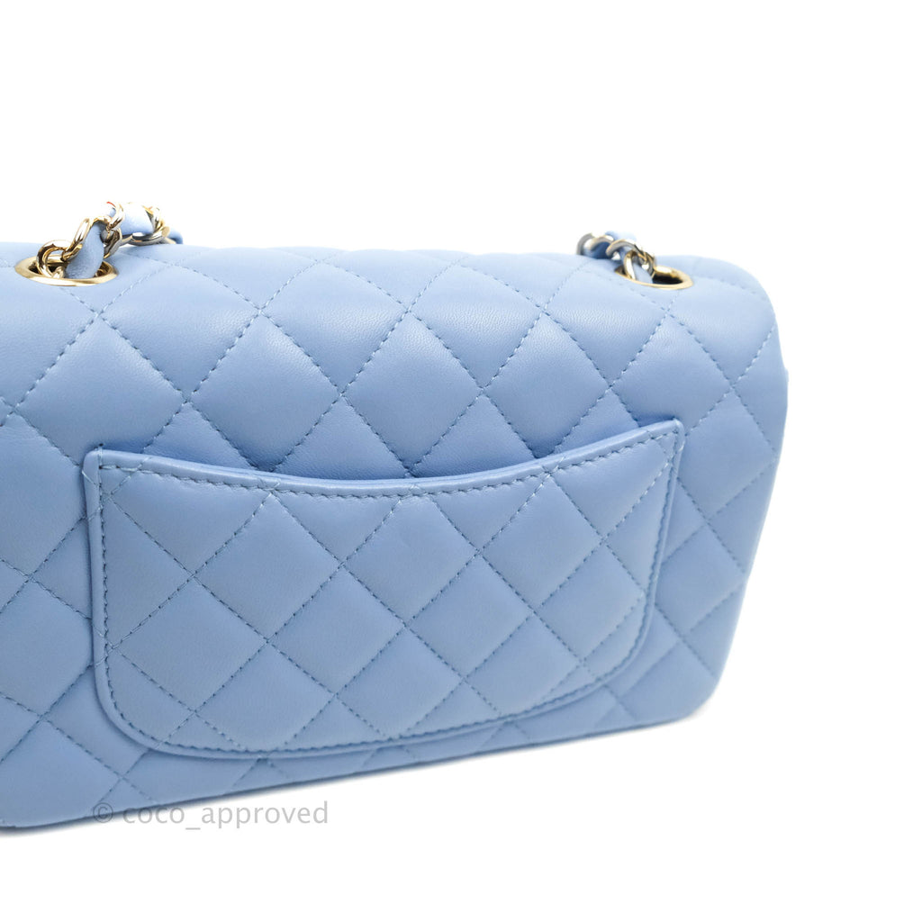 Chanel Classic Mini Rectangular Flap Blue Lambskin Gold Hardware