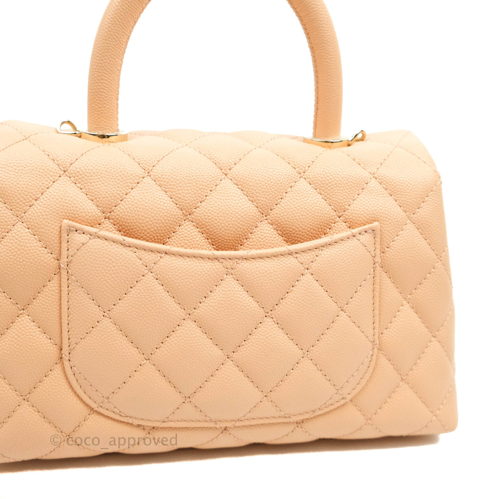 Chanel Mini Coco Handle Light Beige Pink Caviar Gold Hardware