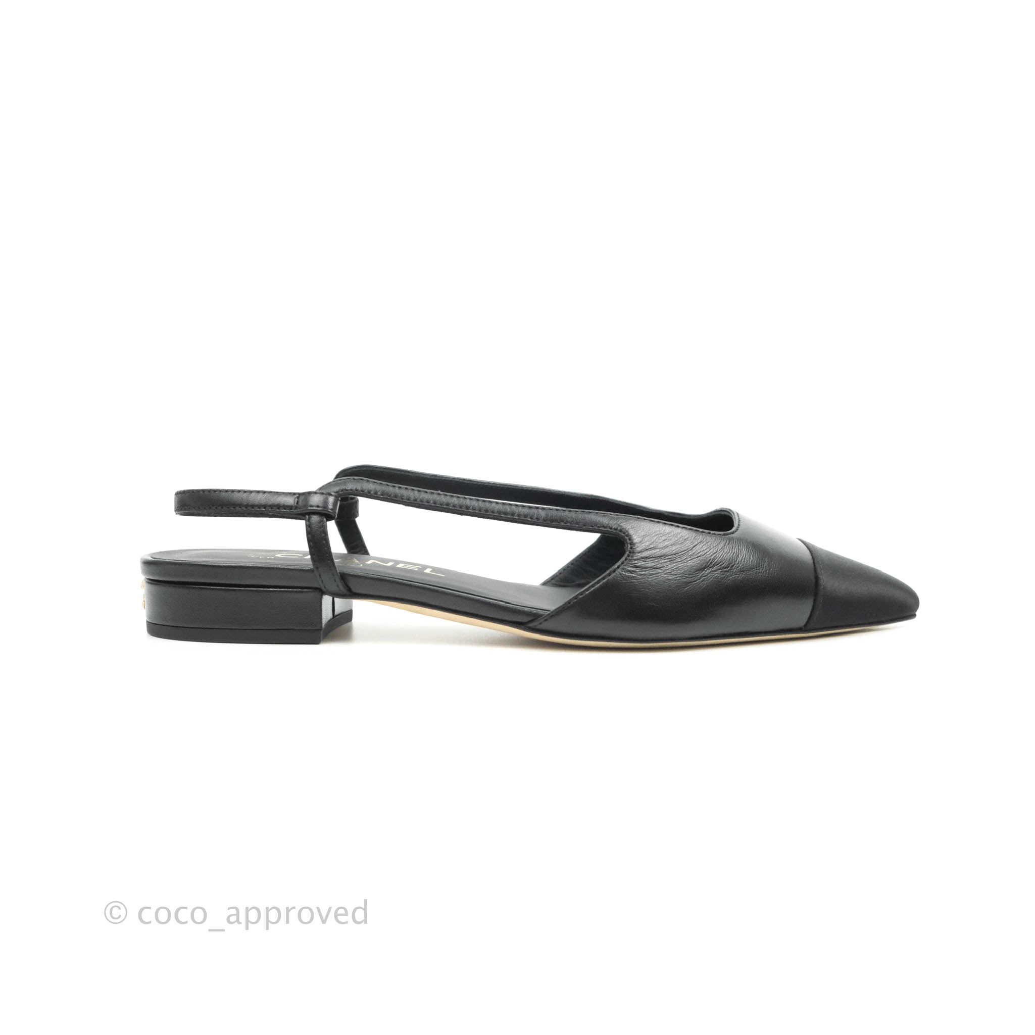 Chanel Slingback Quilted White/Black Leather Size 37 – Coco Approved Studio