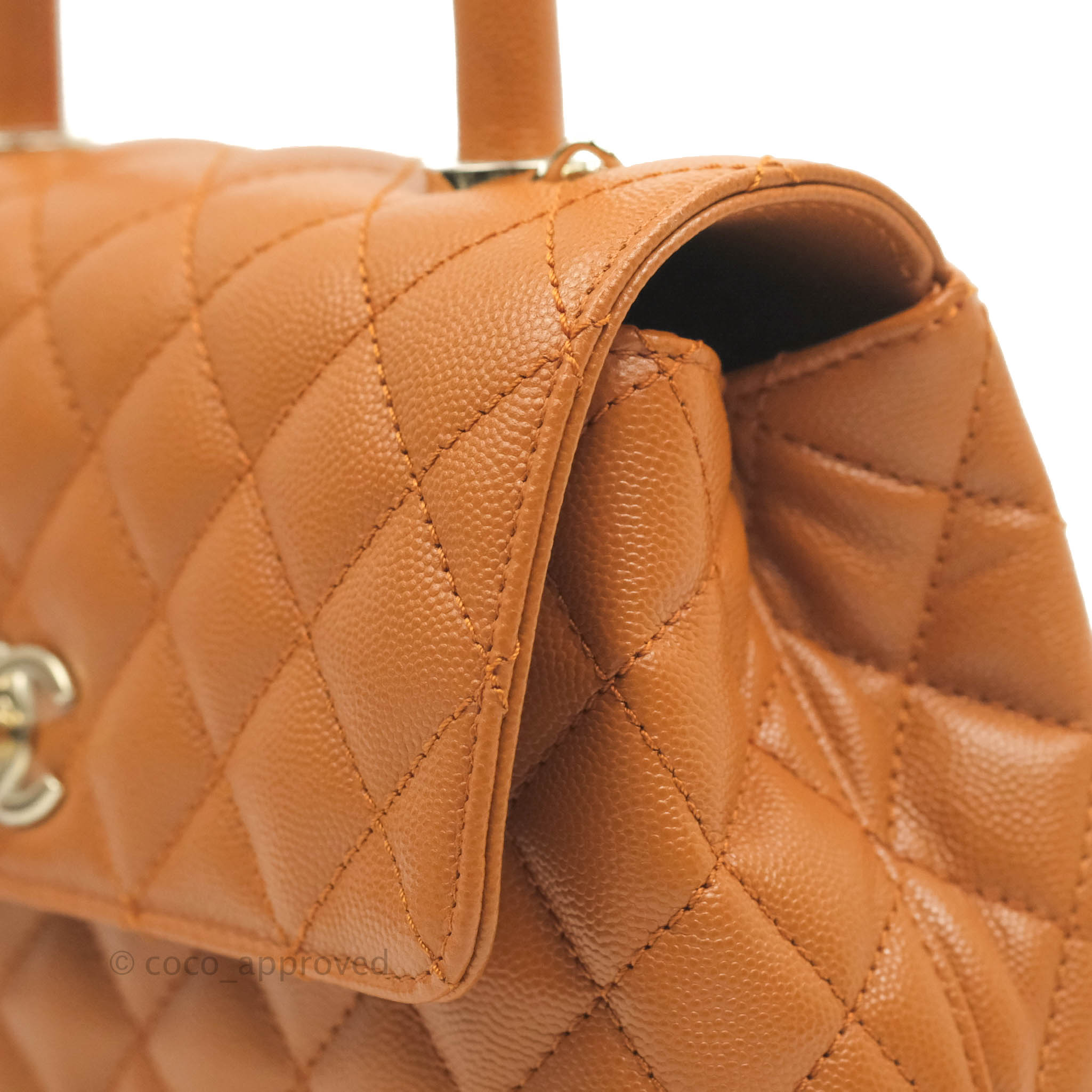 Chanel Small (Mini) Coco Handle Quilted Caramel Brown Caviar Gold