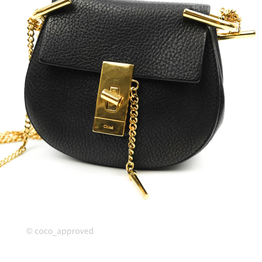 Chloe Nano Drew Crossbody Bag Black Grained Leather