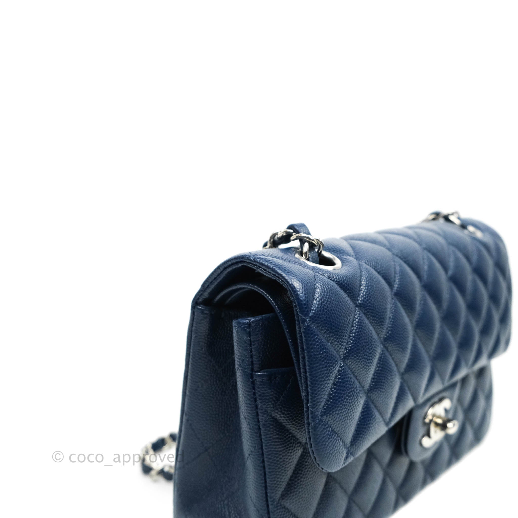 Chanel Classic M/L Medium Flap Quilted Taupe Grey Caviar Silver Hardwa –  Coco Approved Studio