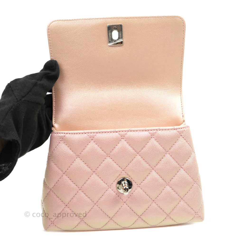 Chanel Extra Mini Coco Handle Iridescent Pink Caviar Rainbow Hardware