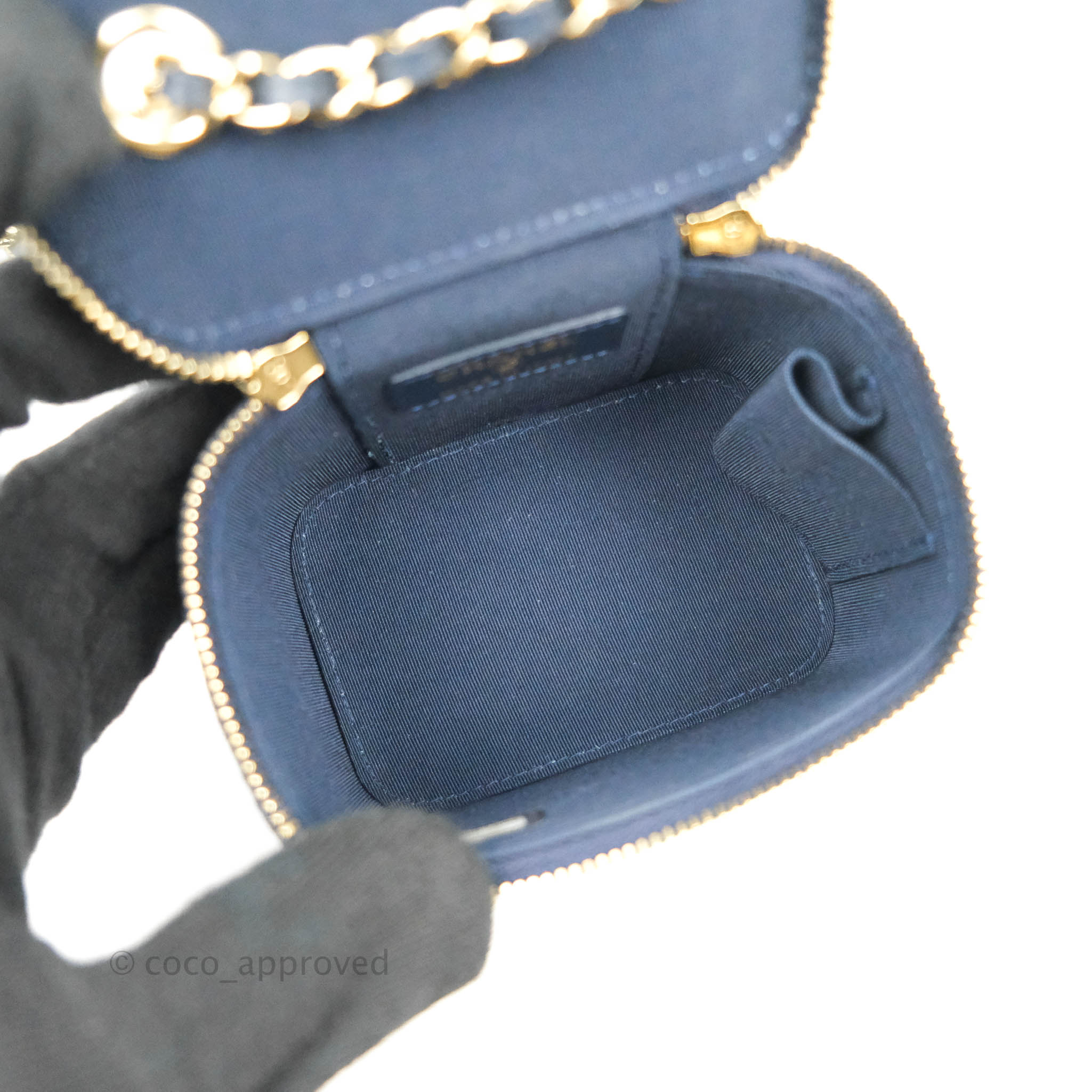 Chanel CC Zip Around Top Handle Vertical Vanity Case with Chain