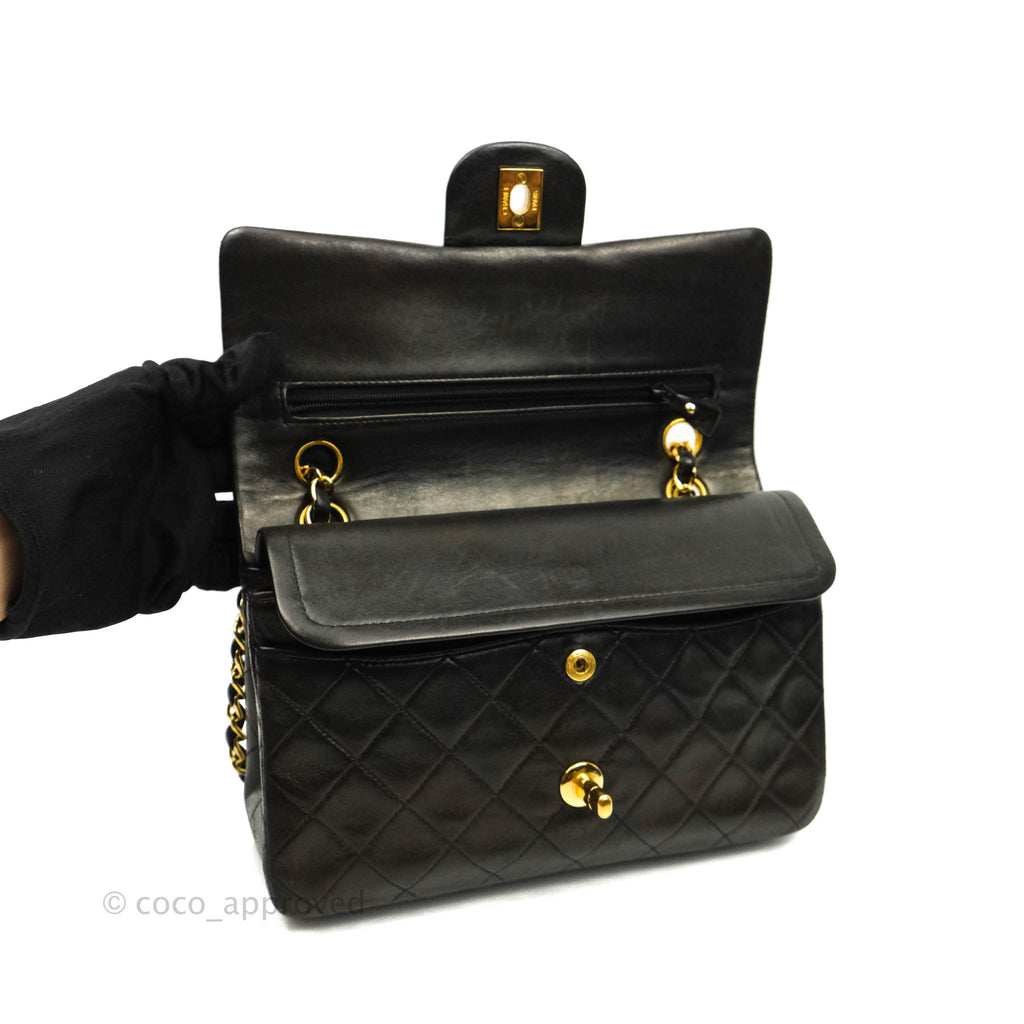 Chanel Classic Vintage Small S/M Flap Black Lambskin 24K Gold Hardware