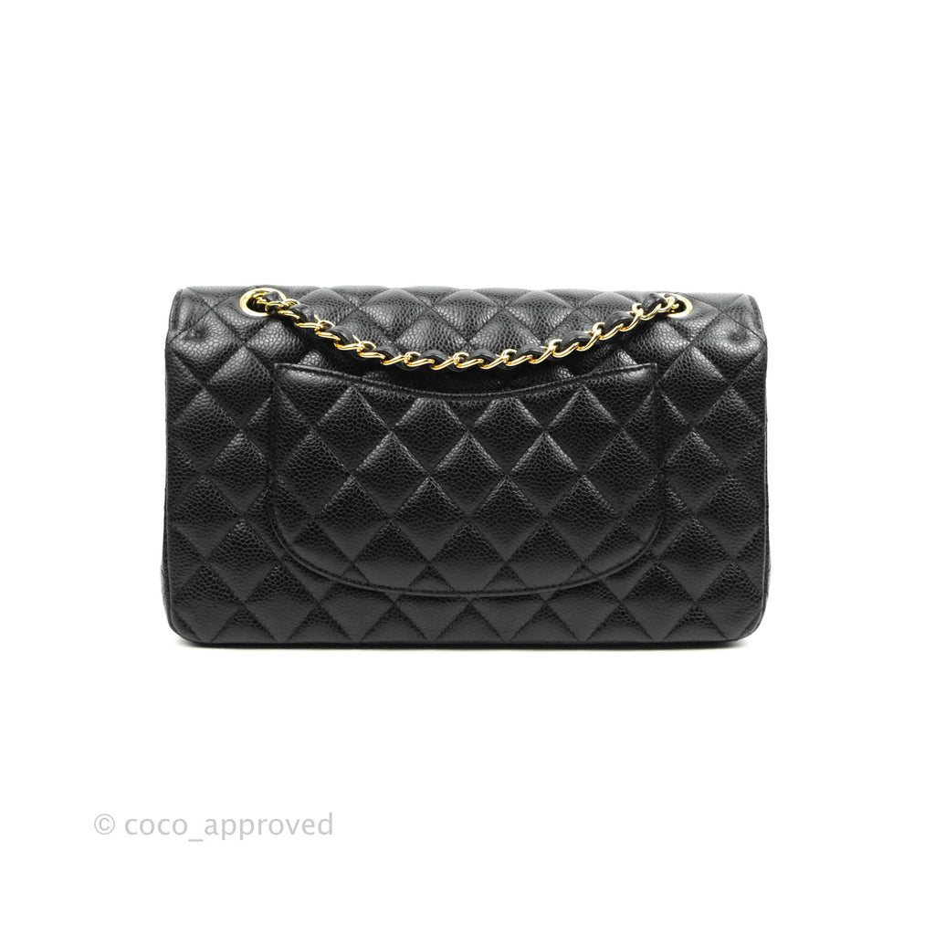 Chanel Classic M/L Medium Double Flap Black Caviar Gold Hardware