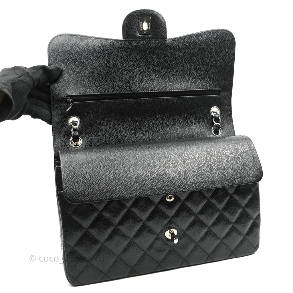 Chanel Jumbo Double Flap Black Caviar Silver Hardware