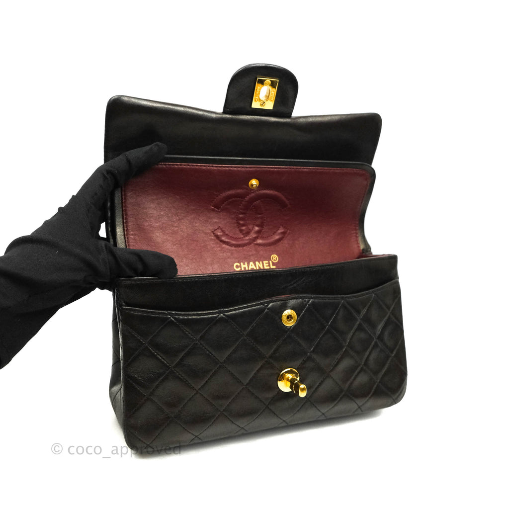Chanel Classic Vintage Small S/M Flap Black Lambskin 24K Gold Hardware