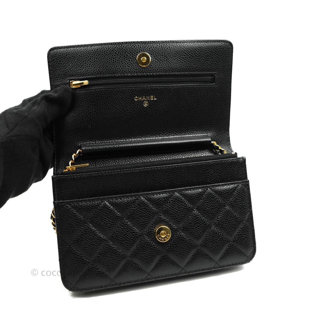 Chanel Quilted Wallet on Chain WOC Black Caviar Gold Hardware