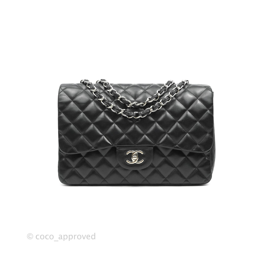 Chanel Jumbo Single Flap Black Lambskin Silver Hardware⁣⁣